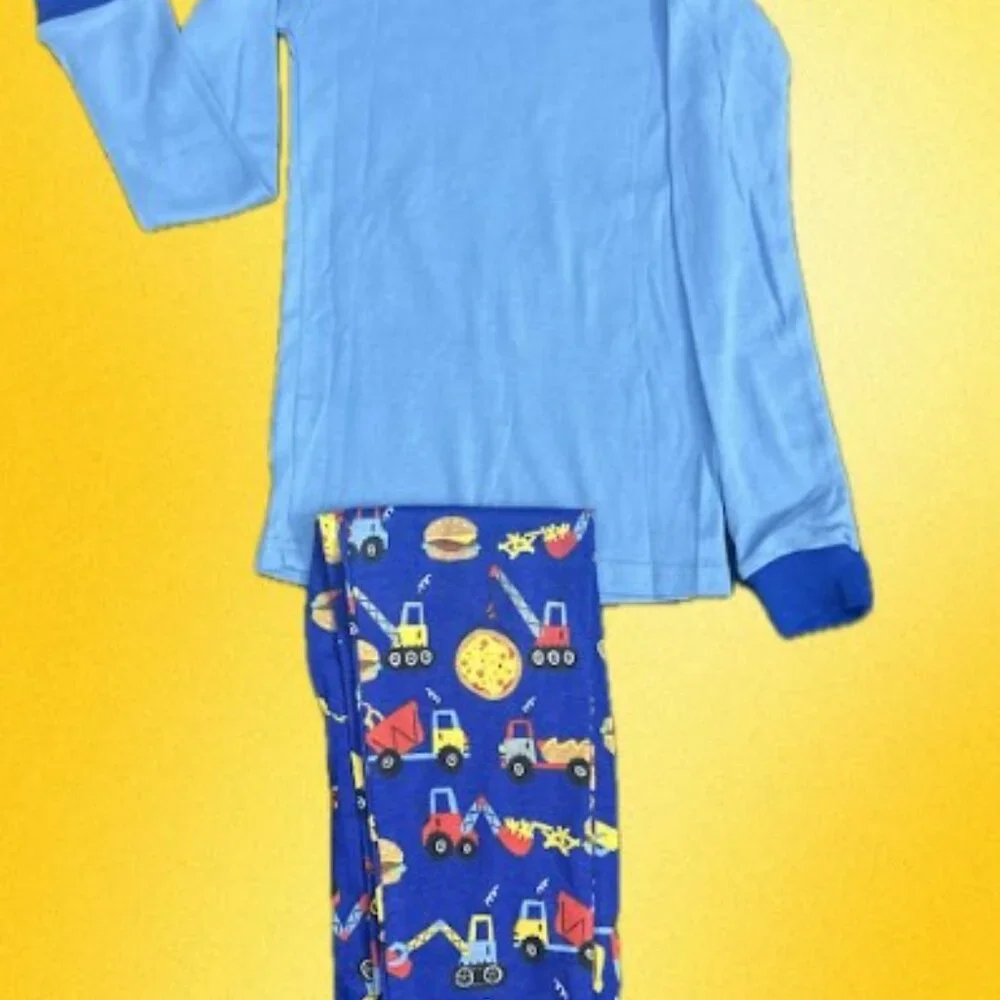 Pizza Construction Kids Pajama Set – Blue Food Truck Nightwear NWT